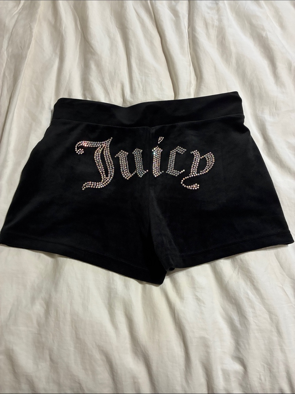 Juicy Couture Black Shorts with Rhinestone 'Juicy' Logo